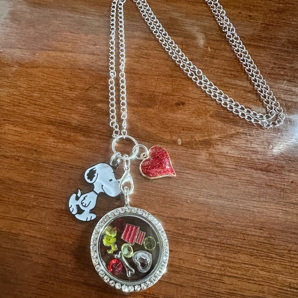 Snoopy Stainless Steel Floating Locket Necklace